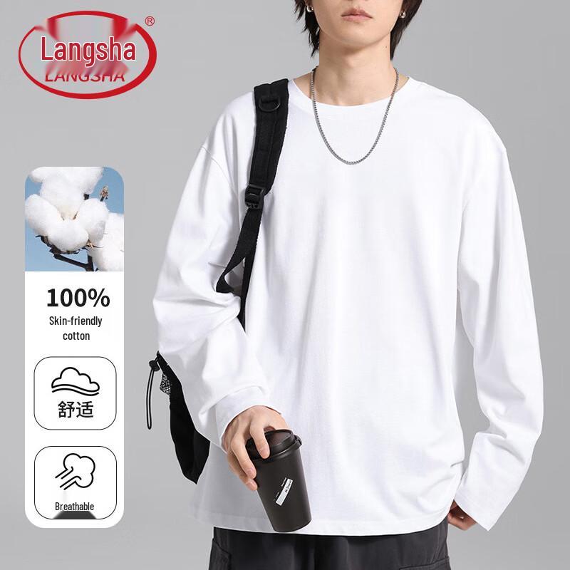 Langsasha Unisex bawełniany T-shirt z długim rękawem