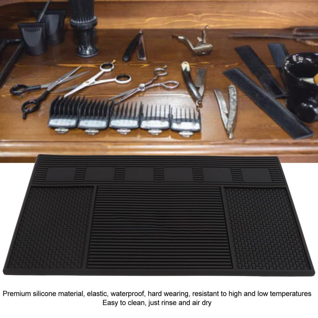 Barber Tool Organizer Mat Prevent Slip Silicone Hair Tool Mat Work Station Pad for Salon Barbershop
