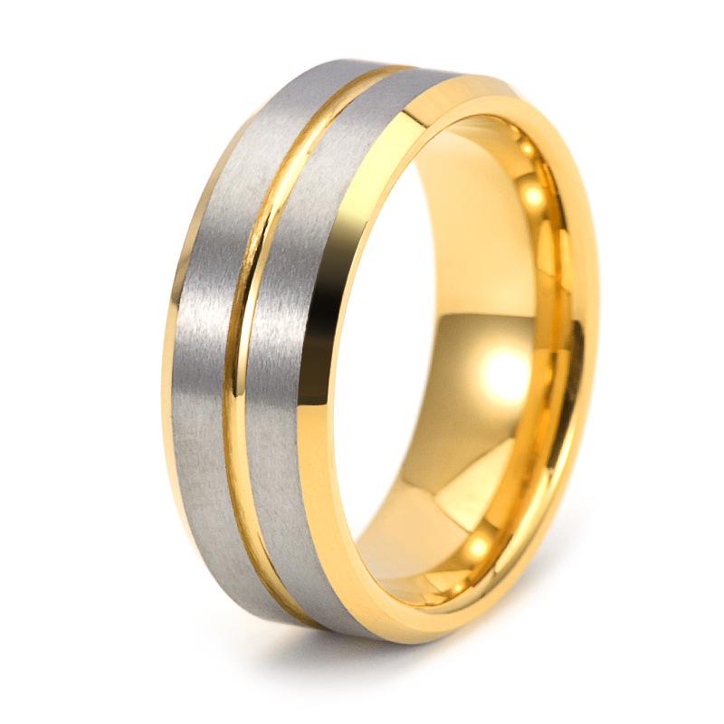 2026 Jewelry 8MM Wide Face Groove Diagonal Ring Men's Fashion Unisex Style Ring Accessories