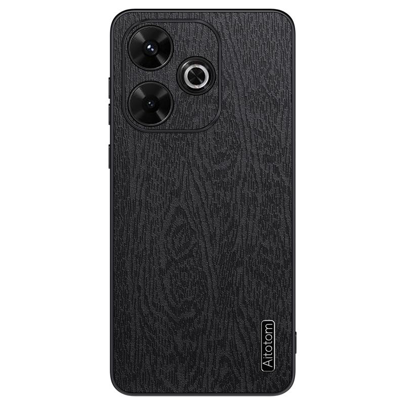 

Для Xiaomi Redmi 13 5G/13 4G Чохол Шкіра з текстурою дерева+PC+TPU Гібридна накладка для телефону Black