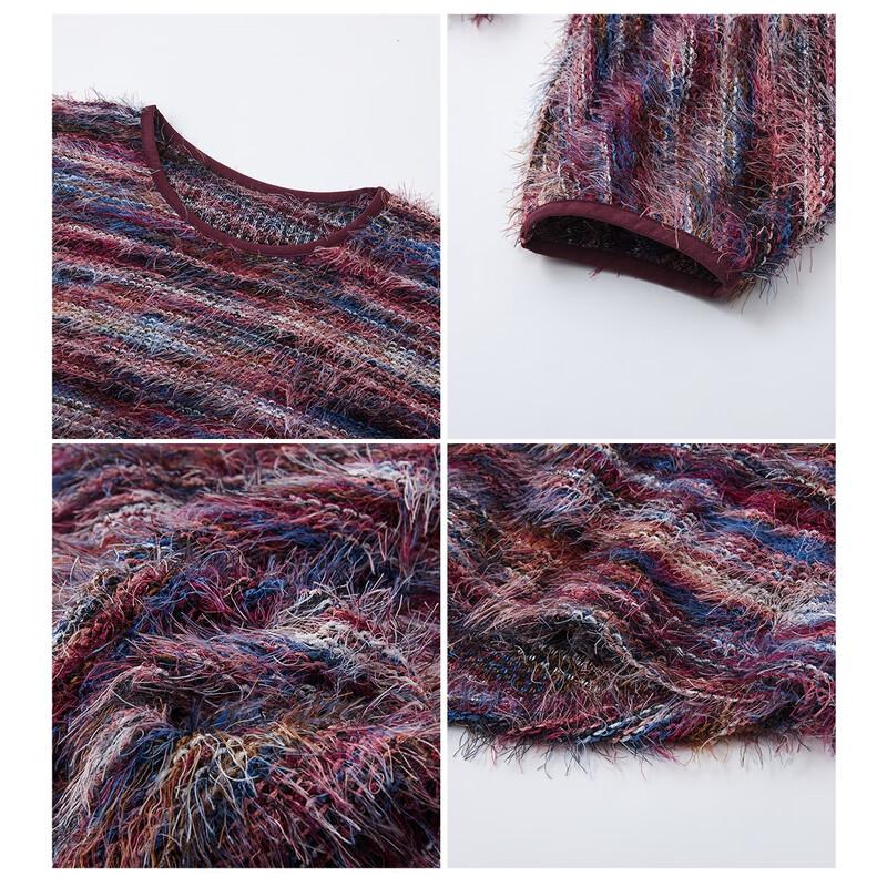 Demana Elegant Lantern Sleeve Color Block Knit Top