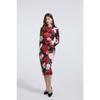 Spring Summer Women Designer Vintage Print Rose Office Work Slim Bodycon Pencil Dresses