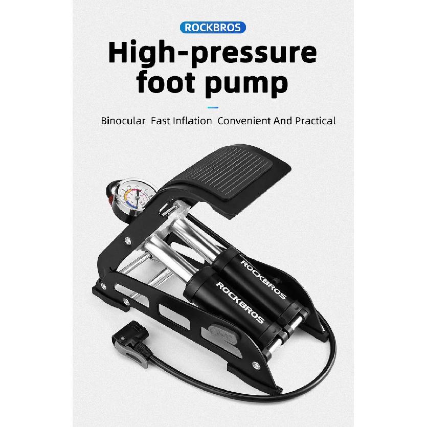ROCKBROS High Pressure Foot Pump with Pressure Gauge Car Air Pump UK/AV/FV Universal Bicycle Motorcycle Folded Inflatable Pump