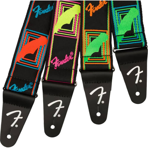 Fender Neon Monogrammed Strap, Blue/Orange
