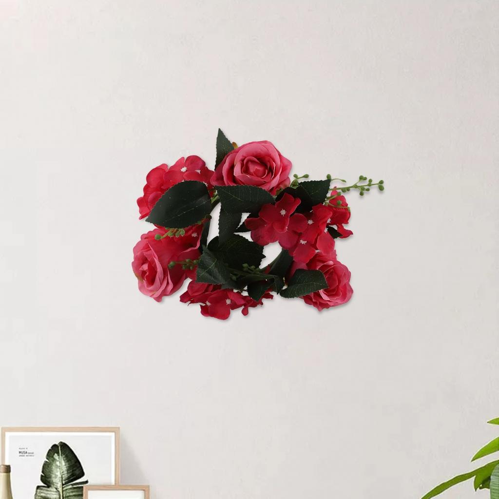 20cm Kerzenständer Kranz Künstlicher Rosen Kerzenständer Kranz Europäisch