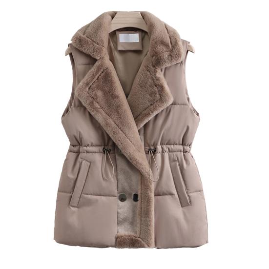 Women's Puffer Vest Casual Fleece Lined Sleeveless Jacket Winter Thicken Qulited Outerwear with Pockets