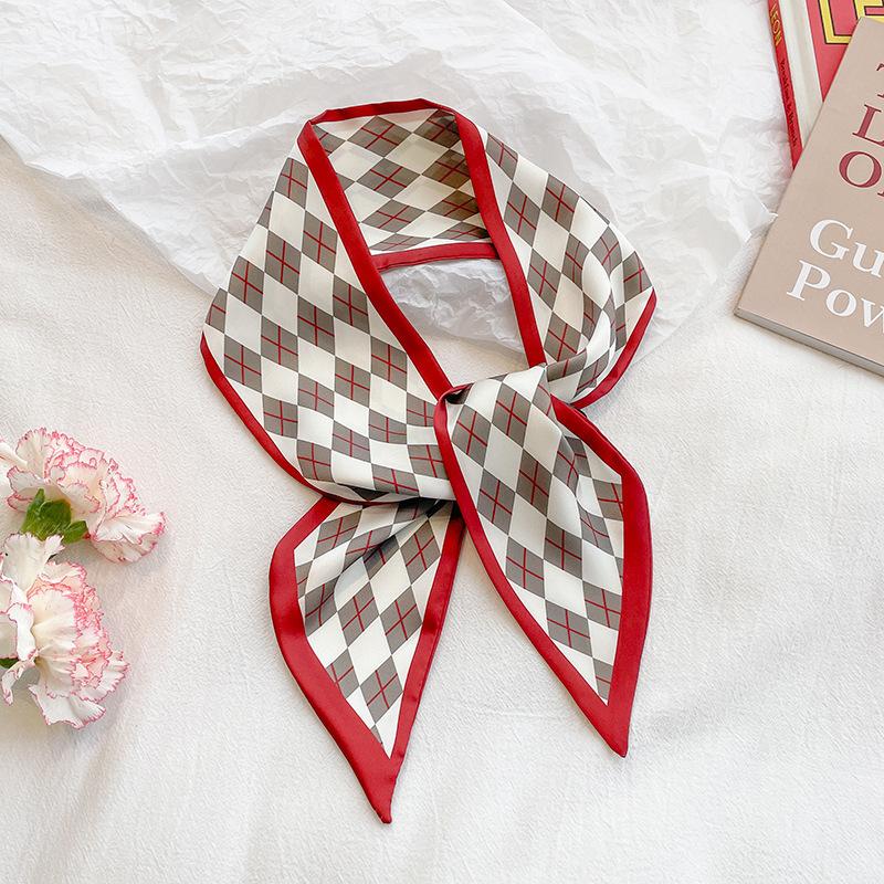 Plaid Silk Scarf for Women and Men - Fashion Neck Scarf for Daily Wear