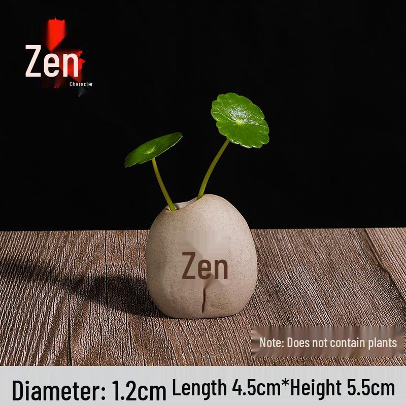 Zen Mini Flower Vase - Creative Coarse Pottery Ornament for Living Room or Tea Table