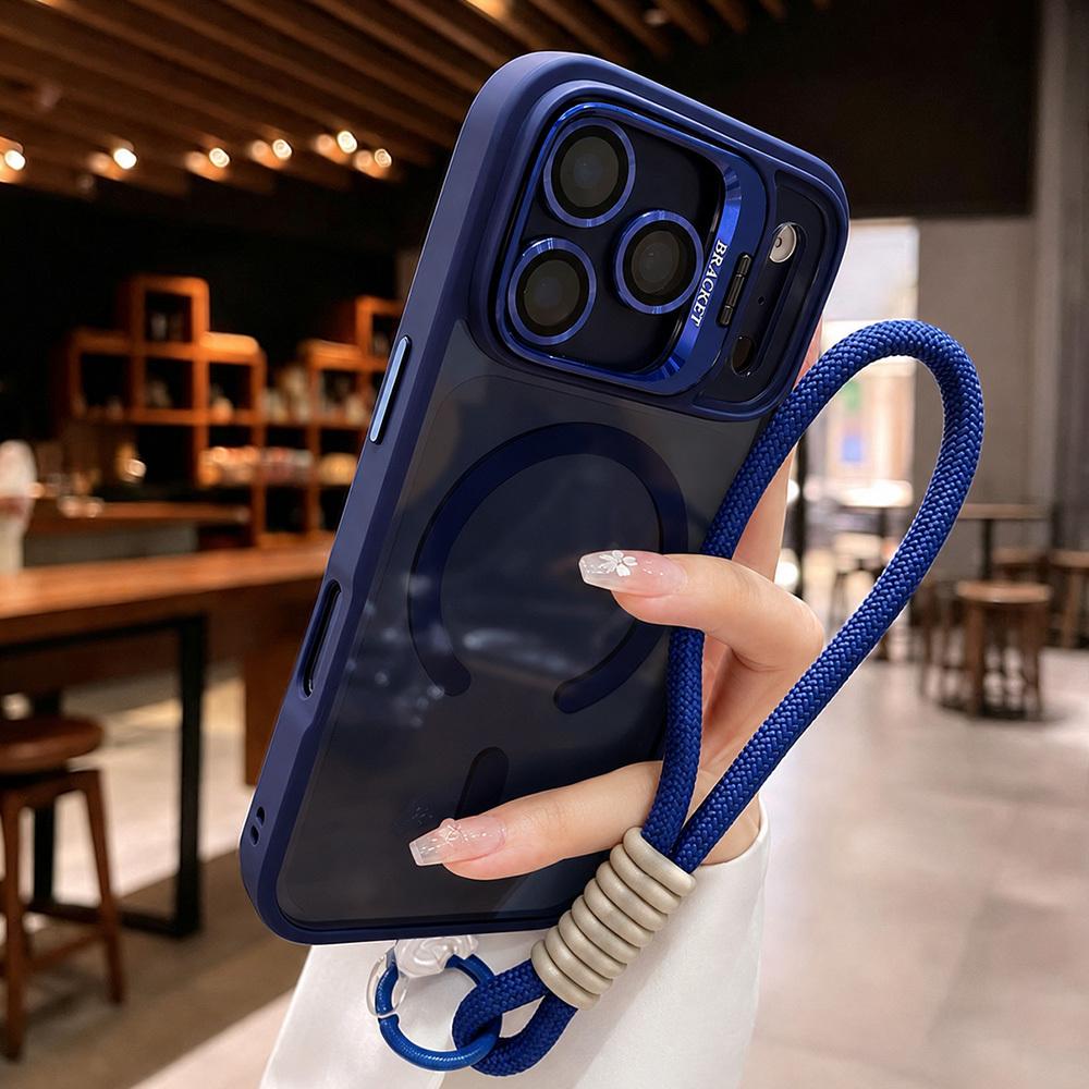 Luxus-Metall-Kamerahalterung mit Trageband Magnetische Hülle für IPhone 18Pro Max 17 15 13 12 11 Kabelloses Ladegerät Klare Schutzhülle
