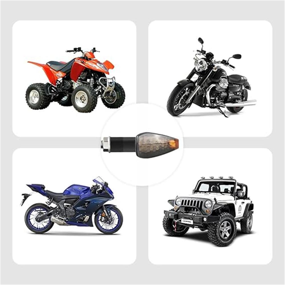 4 Stück Motorrad-Blinker, 14 LEDs, 12 V, bernsteinfarbene Lampe, Motorrad-Blinkerlicht, passend für Motorrad, Roller, Quad, Cruiser, Offroad