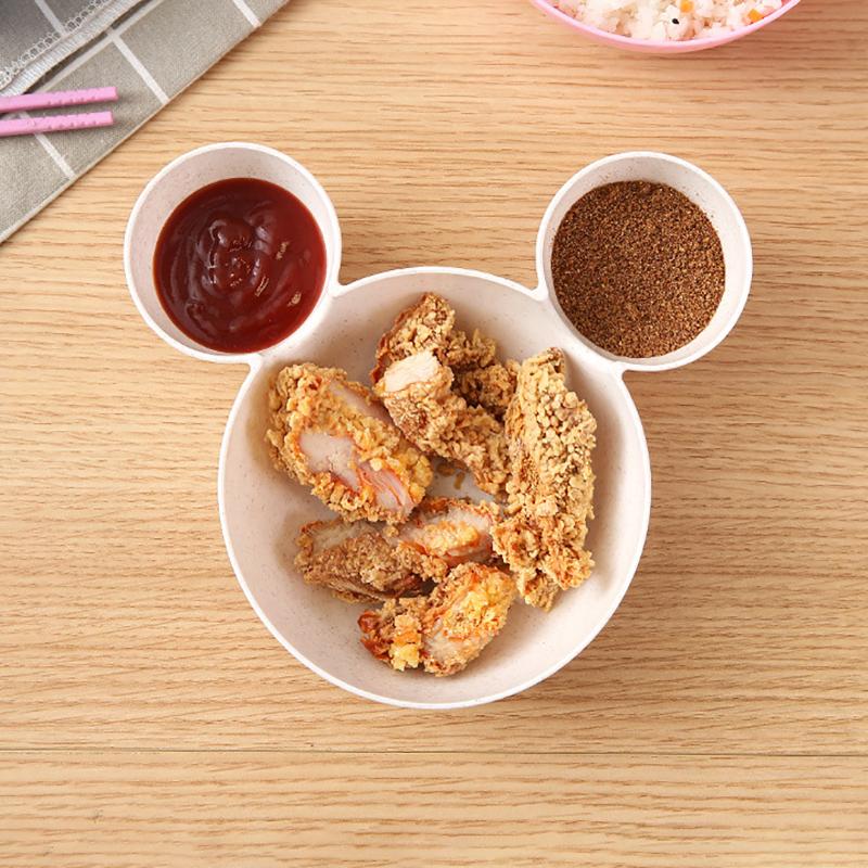 Cute Baby Plates with Dividers Dinner Plates Kids Bowl Tray Tableware Set Infant Feeding Children Divided Dinnerware BPA Free