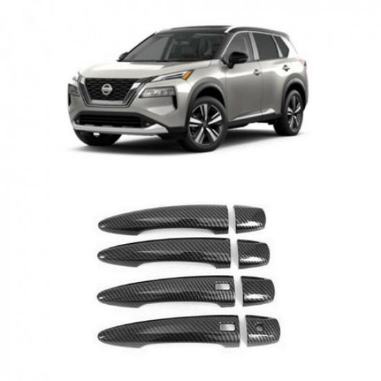Carbon Fiber 8X Door Handle Cover Trim For Nissan Rogue X-Trail 2021 2022