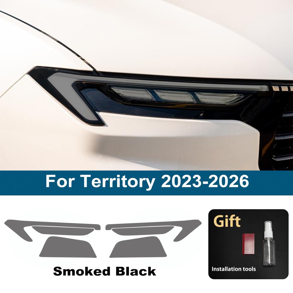 

High-Gloss Car Headlight Protective Film For Ford Territory Equator Sport Smoke Black Pre Cut TPU PPF Anti-Scratch Vinyl Wrap For 23-26 SMK