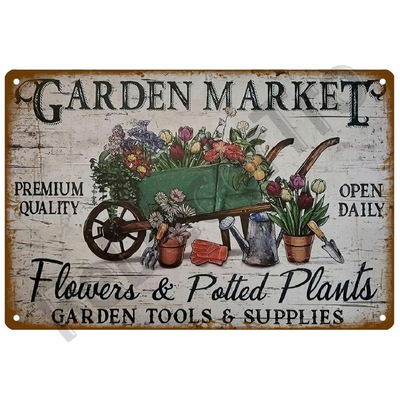 Retro Tin Sign Poster Garden Vintage Wall Poster Metal Sign Decorative Wall Plate Flower Plaque Metal Vintage Decor Accessories