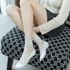 Women's Mesh Sheer Socks Heart Print Ruffle Ankle Socks Summer Ultra Thin