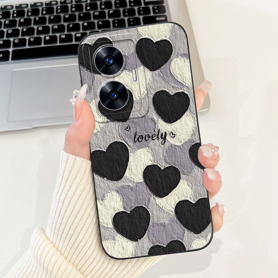 For Realme C55 Case RMX3710 Silicone Cute Cat Fashion Butterfly Flowers Love Painted Cover For Realme Narzo N55 Phone Case Funda