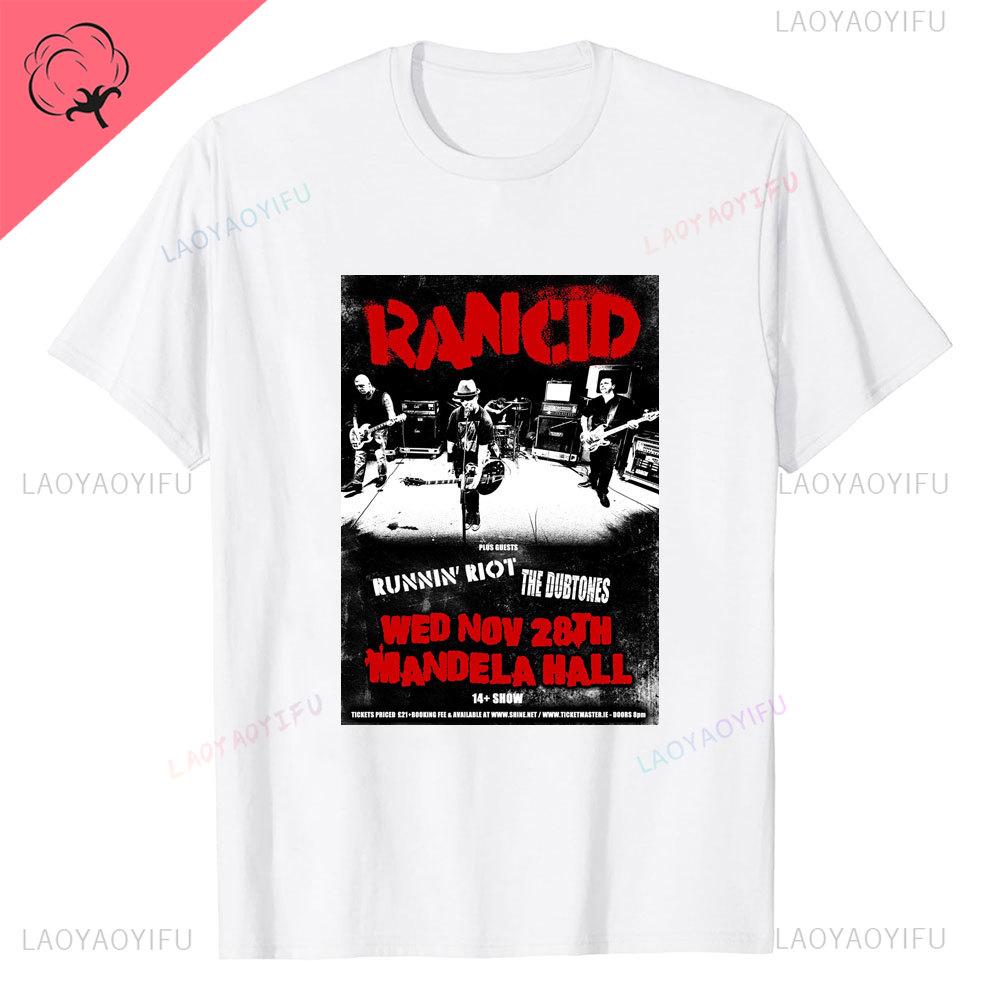 Rancid Band Short Sleeved Tshirt for Mens Summer American High Street Print Cool Pure Half Sleeves Trendy Printed Tshirt Top