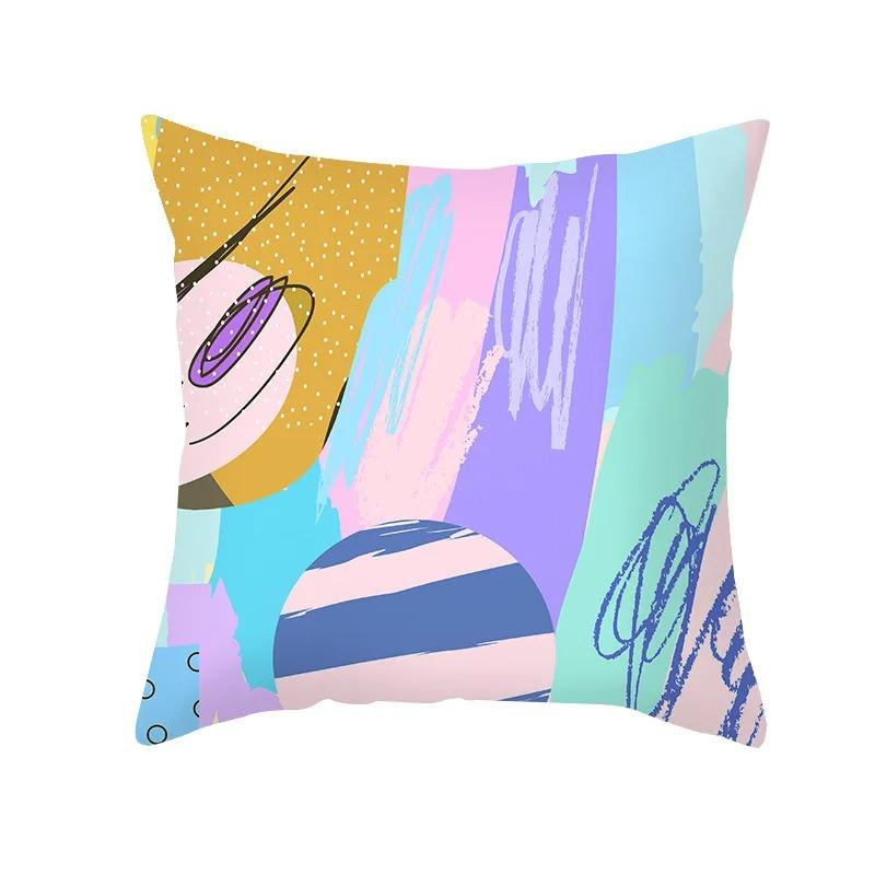 Pink Blue Abstract Decorative Pillowcase Office Living Room Car Ornaments Home Pillowcase