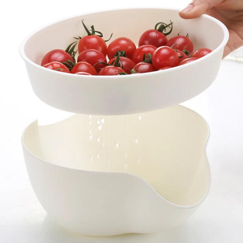 Compote Plastic European Double-layer Melon Seed Fruit Draining Plate Lazy Dried Fruit Plate Round Creative Homeware