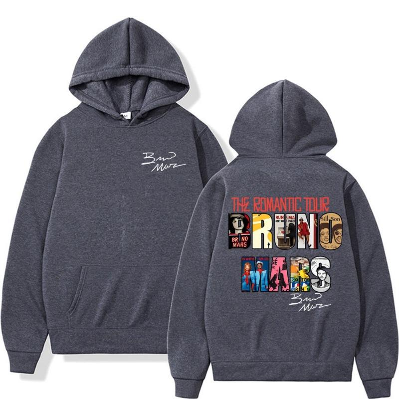 Bruno Mars The Romantic Tour Album Cover Sweatshirts Men's Clothes Fashion Oversized Hoodie Casual Fleece Bodywarmer Hooded