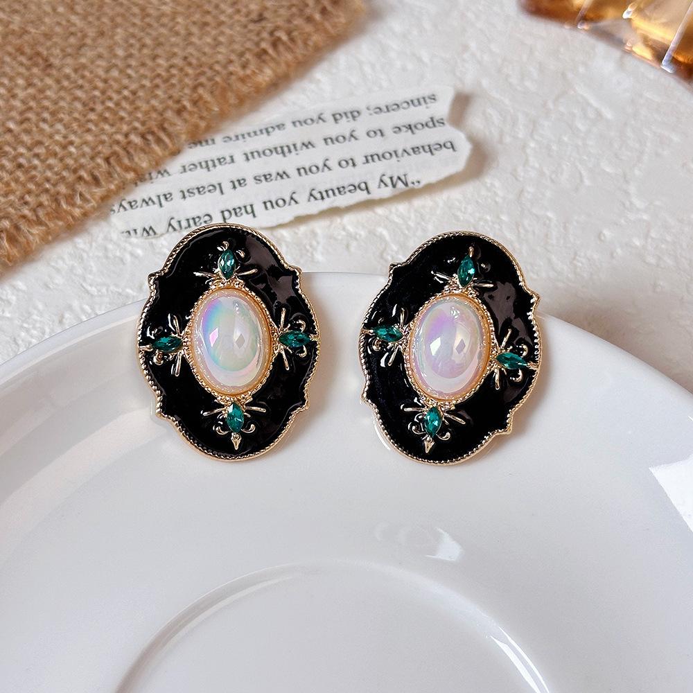 

Вінтажні геометричні сережки-пусети зі стразами - Ретро придворний стиль, Нішевий дизайн, Легка розкіш, Високий клас