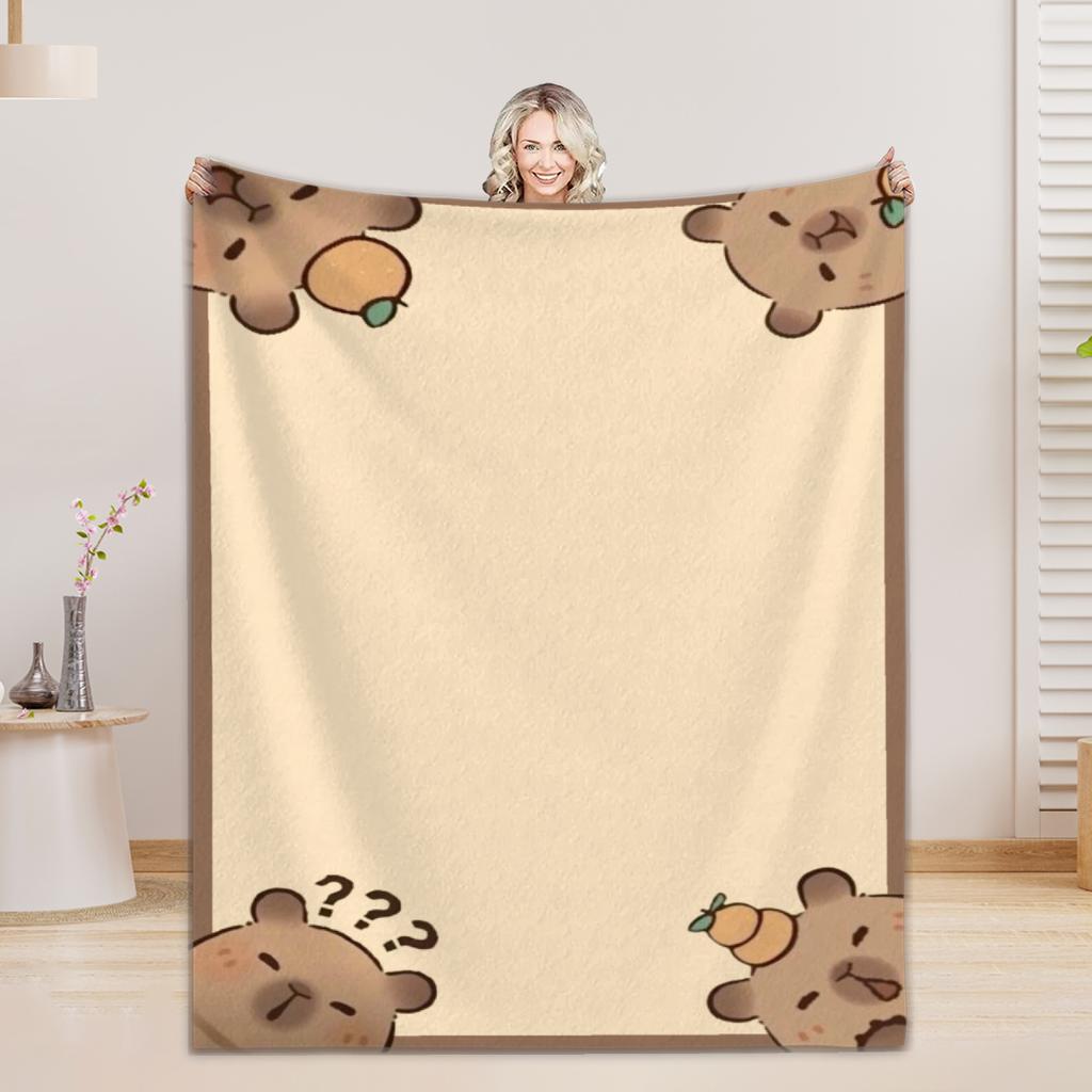 1pc Blankets Lovely Capybara Printed Flannel Blanket Quality Soft Warm Throw Blanket Winter Kids Couch Bed Fluffy Bedspread