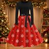 Women's Casual Slim Fit Long Sleeve Round Neck Flared Dress with Christmas Print