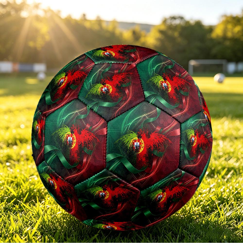 Portugal Football Printed Size 5 Soccer Ball Wear Resistant Standard Adult Training Football Fan Gift for Indoor Outdoor Match Sports
