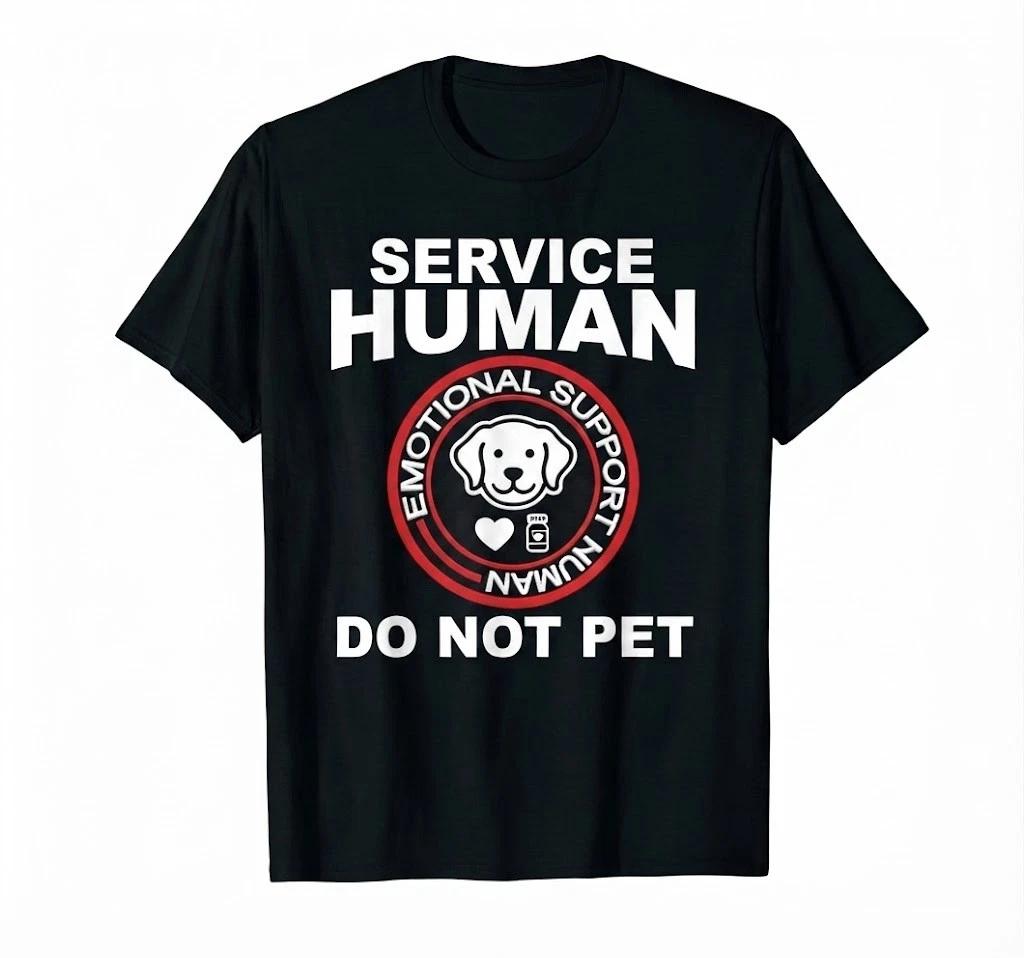 Service Human Tshirt Funny Dog Owner Emotional Support Human S