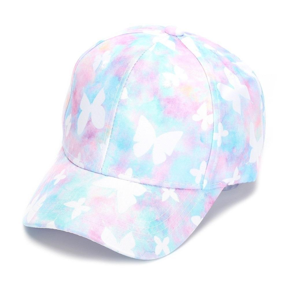 Duck Tongue Design Peaked Cap Tie-dye Print Visor Cap Kids Baseball Cap  For Children Girls