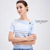 Navigare Women's Striped Color Block Slim Fit Short Sleeve Knit Top