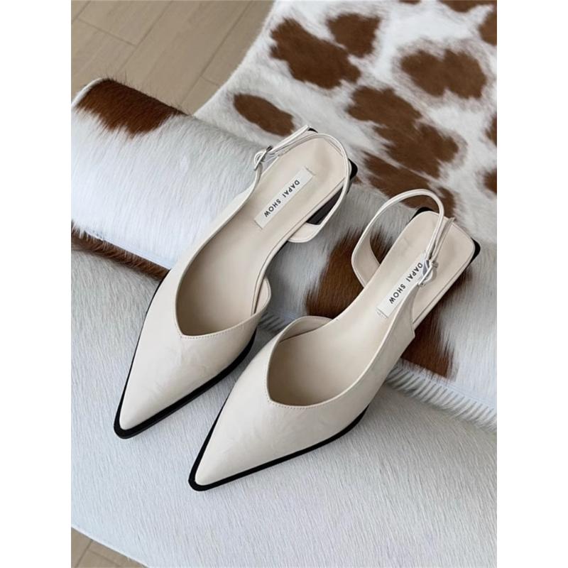 New Summer Women's Cover Toe Sandals Elegant Shallow Slip On Shoes Comfort Low Heel Dress Street Style Shoes
