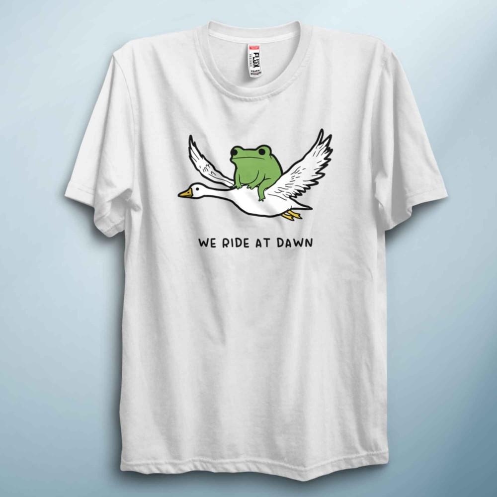 Funny Frog T Shirt We Ride At Dawn Cute Meme Shirt