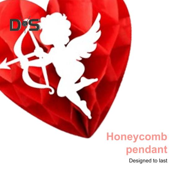 6Pcs Valentine's Day Heart Ornament Paper Honeycomb Hanging Decoration Romantic Red Pink Love Heart Centerpieces for Party Supplies