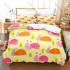 Kawaii Snail Pattern 3-Piece Bed Set Comfortable Lightweight Duvet Cover Pillow Shams Lovely Animal Print Bedding Kit Children