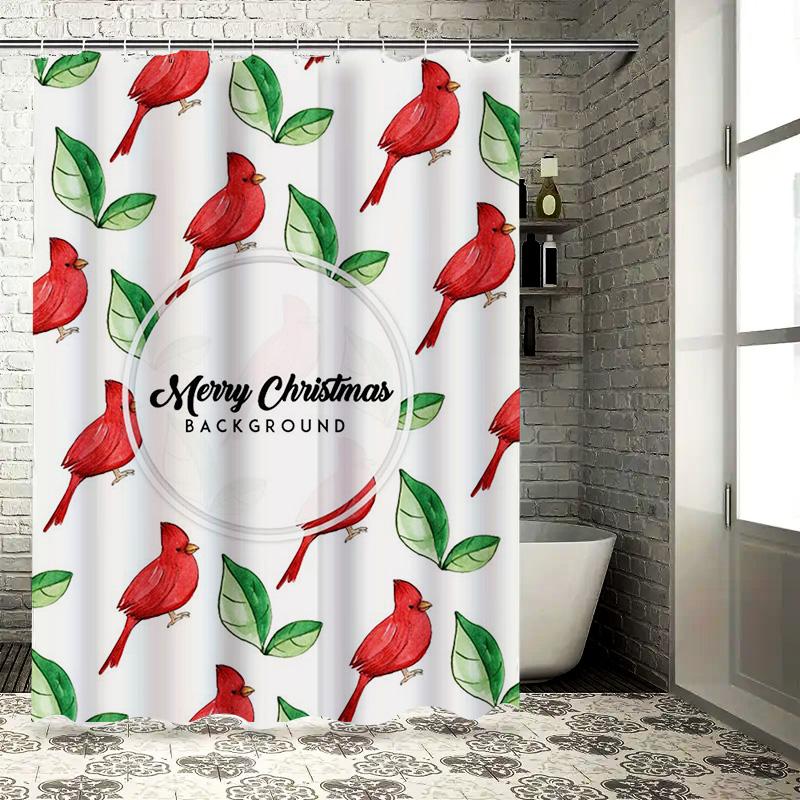 Modern Waterproof Bathroom Shower Curtain with Festive Christmas Cardinal Floral Design for Bathrooms Decoration a stylish water