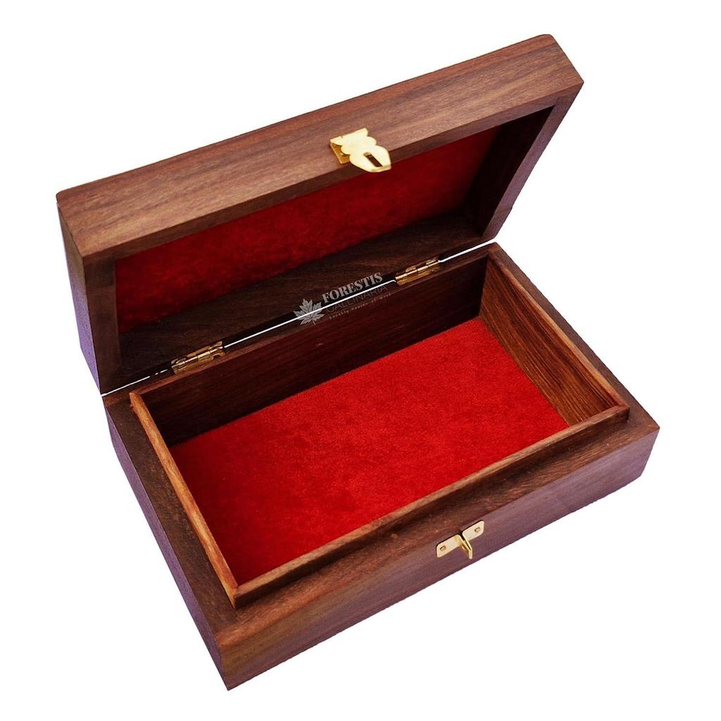 Wooden Box | Jewellery Box| Decorative Case| Kit| Vanity| Organiser For Women, Necklaces, cash, gold (8X5 Inches, Crown Natural)