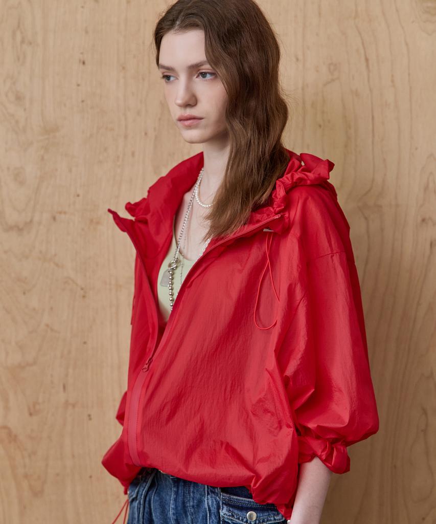 Maxza Light Shirred Hooded String Wind Jumper