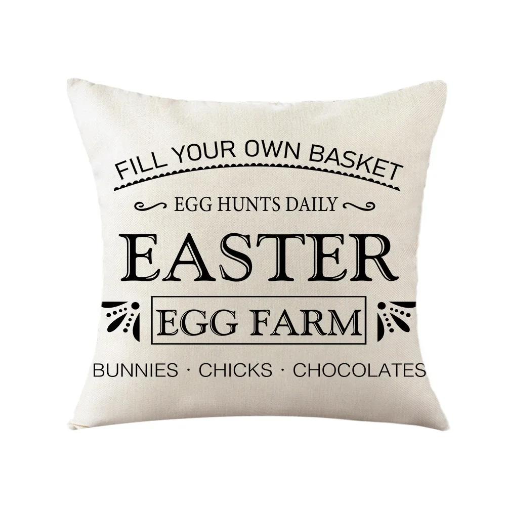 Easter Decor Pillowcases 45x45cm Linen Pillow Cover Easter Decorations Favors Pillows Cushion Cover Easter Bunny Eggs Pillowcase