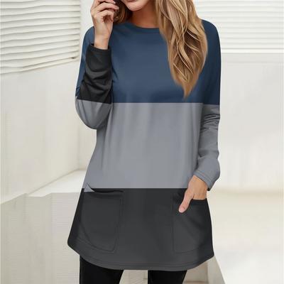 Women's Sweatshirt Pullover Active Sportswear Pocket Print Casual Round Neck Long Sleeve Top