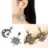 Fashion Crystal Water Drop Earrings With Moon Star Asymmetric Design For Women