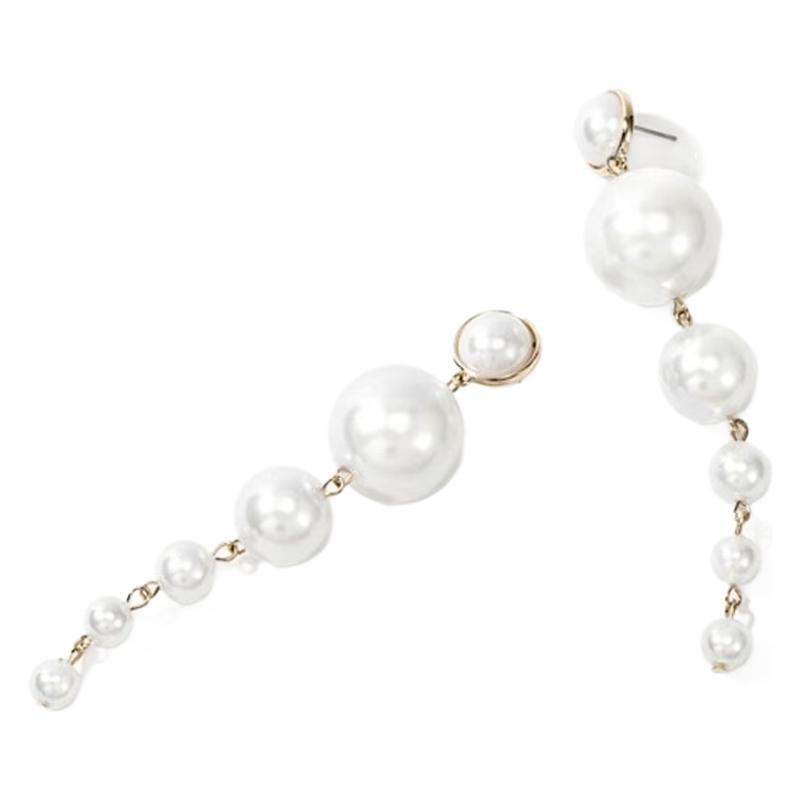 Cross-Border Style Imitation Pearl Long Earrings: Simple, Exquisite, and Unique Design with Small and Large Pearl Studs