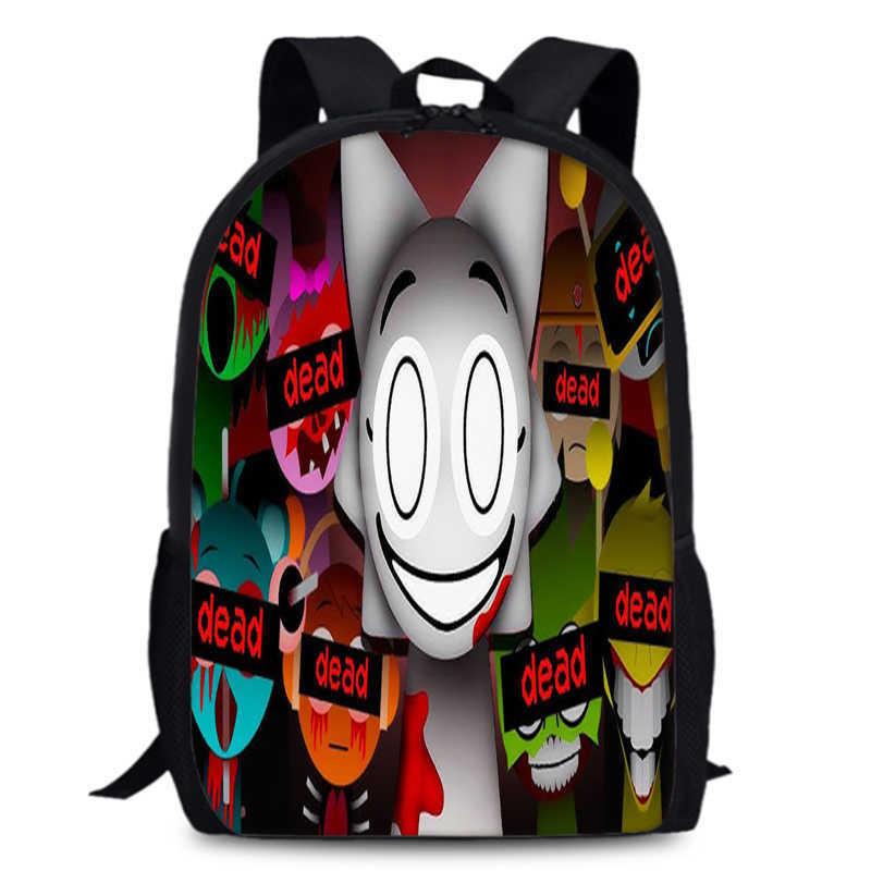 Sprunki 15in Large Capacity Backpack Durable Oxford Fabric School Bag For Students Teens Lightweight Design