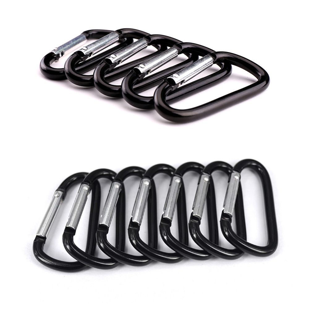 Equipment Black-color Aluminium Climbing Button Camping Hiking Hook Buckle Keychain Alloy Carabiner