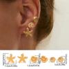 Ocean Series Flower Starfish Bow Shell C-Shaped Earrings Sets for Women Retro High-End Sweet Earrings Vacation Jewelry Accessory