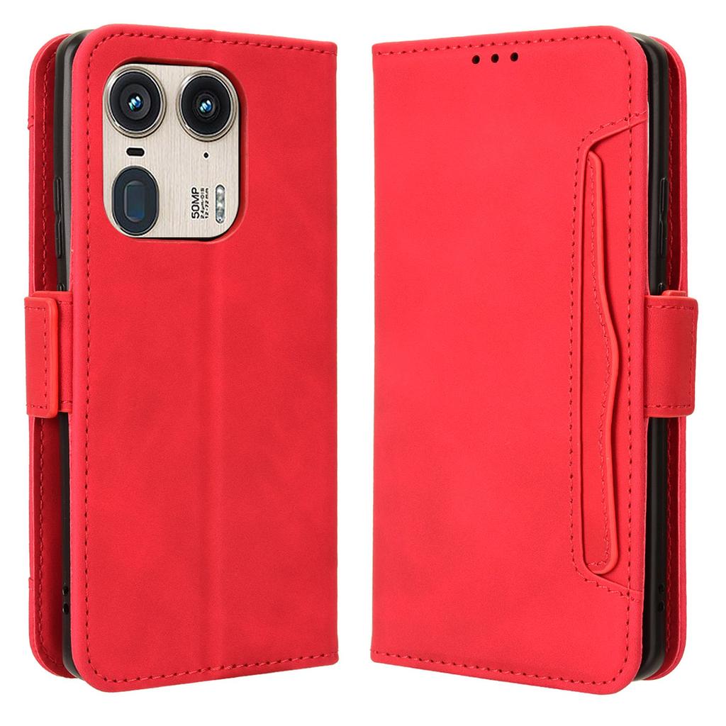 Für Motorola Edge 50 Ultra 5G/Moto X50 Ultra 5G Leder-Handyhülle mit mehreren Kartenfächern