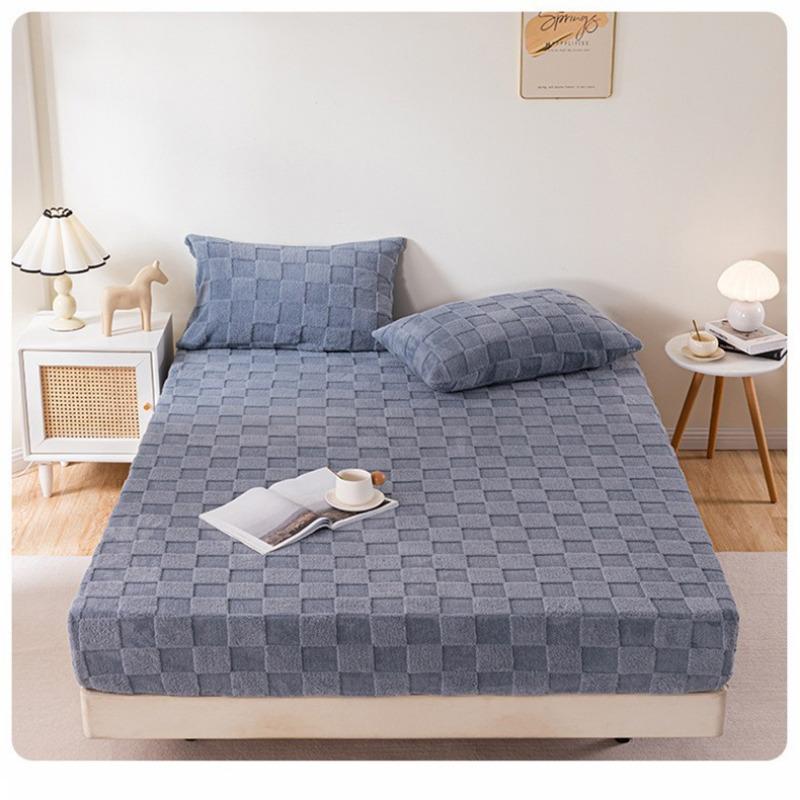 

Покрывало коралловый молочный флис шапка на кровать цельный все включено однотонная шапка на кровать флисовая простыня Тафу зимний защитный чехол утолщенный A Pair of Pillowcases