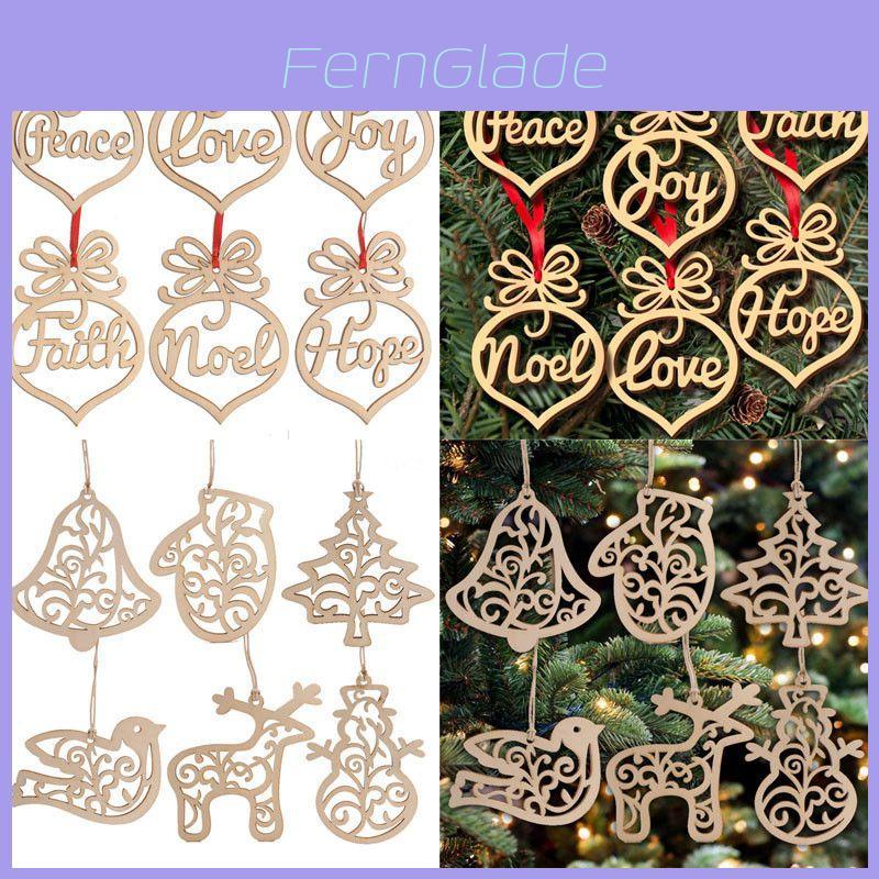 6pcs Christmas Decoration Wooden Pendants Charming Xmas Tree Hanging Ornaments Set