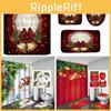 Festive Christmas Shower Curtain And Bathroom Mat Set With Waterproof Material