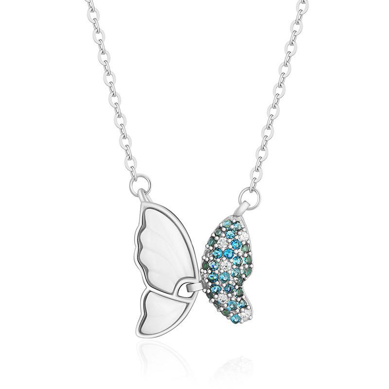 

Iridescent Unique Butterfly Clavicle Necklace For Women Perfect For Gifting Or Personal Wear серебряный